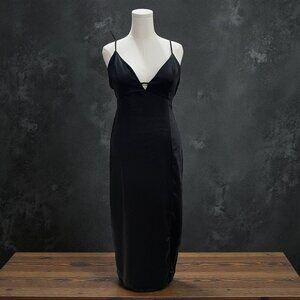 Black Satin Midi Slip Dress Wild Fable XXL Minimalist‎ Occasion Holiday Glam